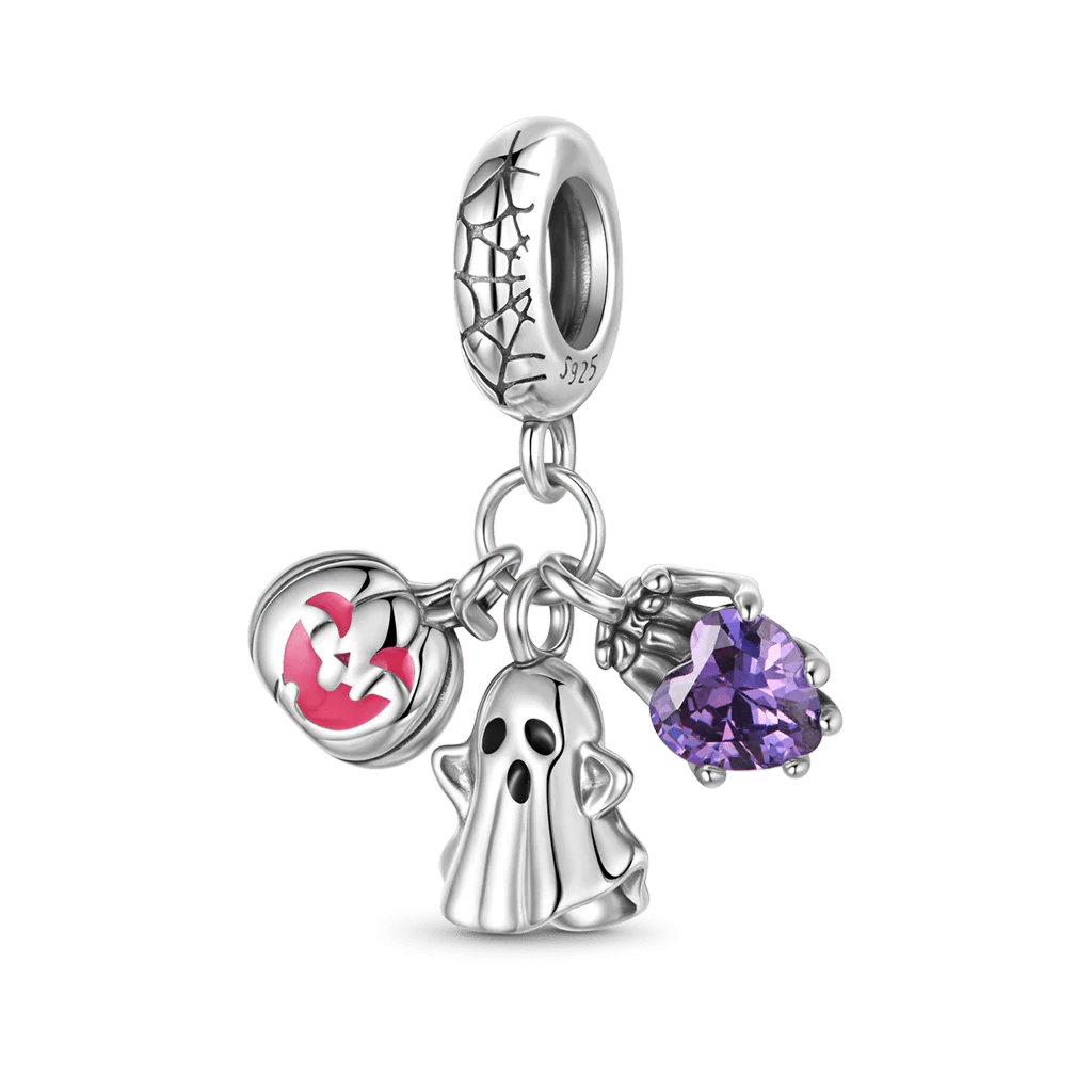 Gnoce Halloween Ghost Pumpkin Skull Triple Pendant Dangle Charm