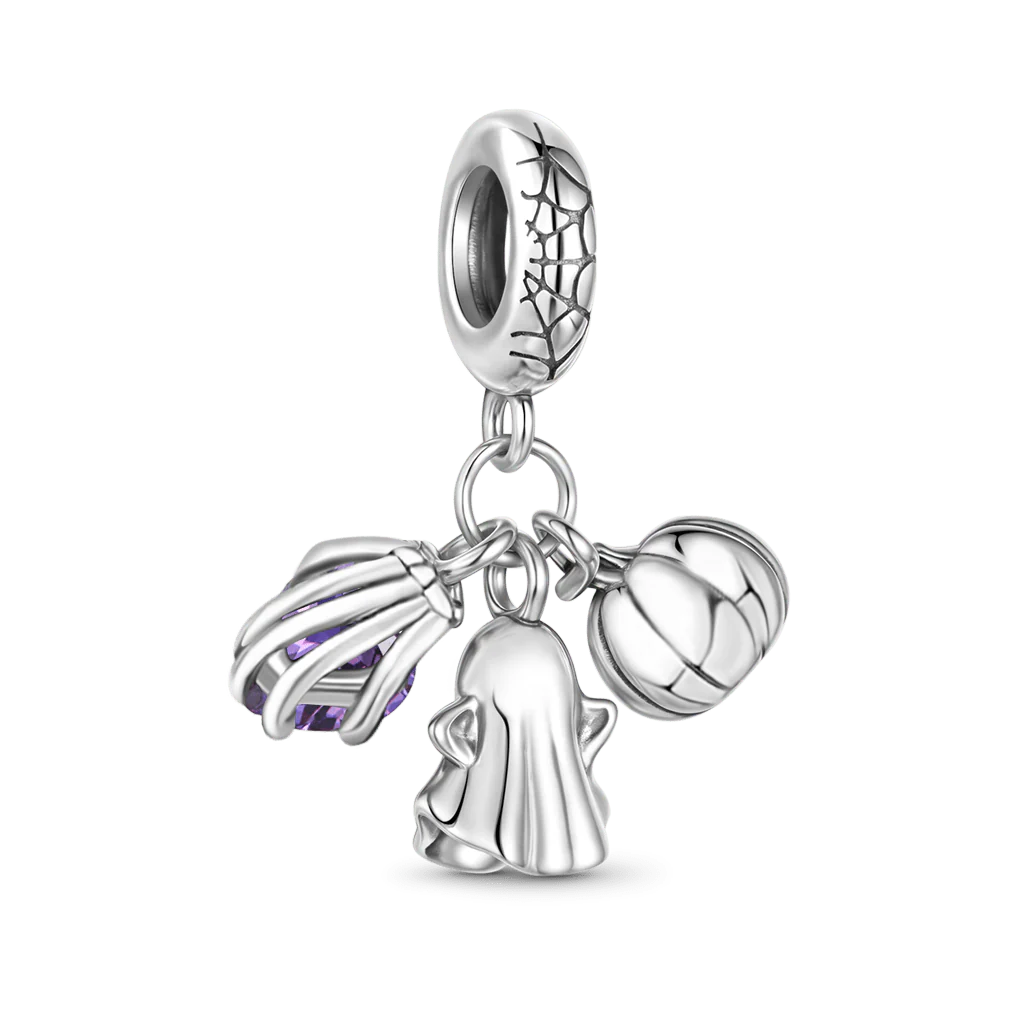 Gnoce Halloween Ghost Pumpkin Skull Triple Pendant Dangle Charm - Image 5