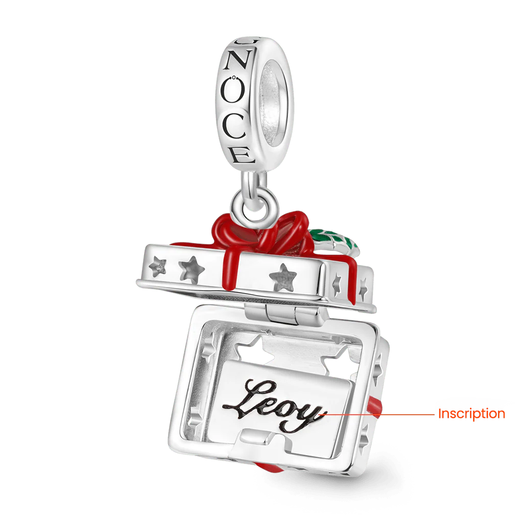 Gnoce Christmas Gift Box Engravable Card Charm Platinum-plated Silver Blend - Image 2