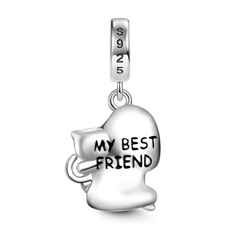 Gnoce A Lovely Girl Embraces Cat Charm Platinum-plated Silver Blend - Image 2