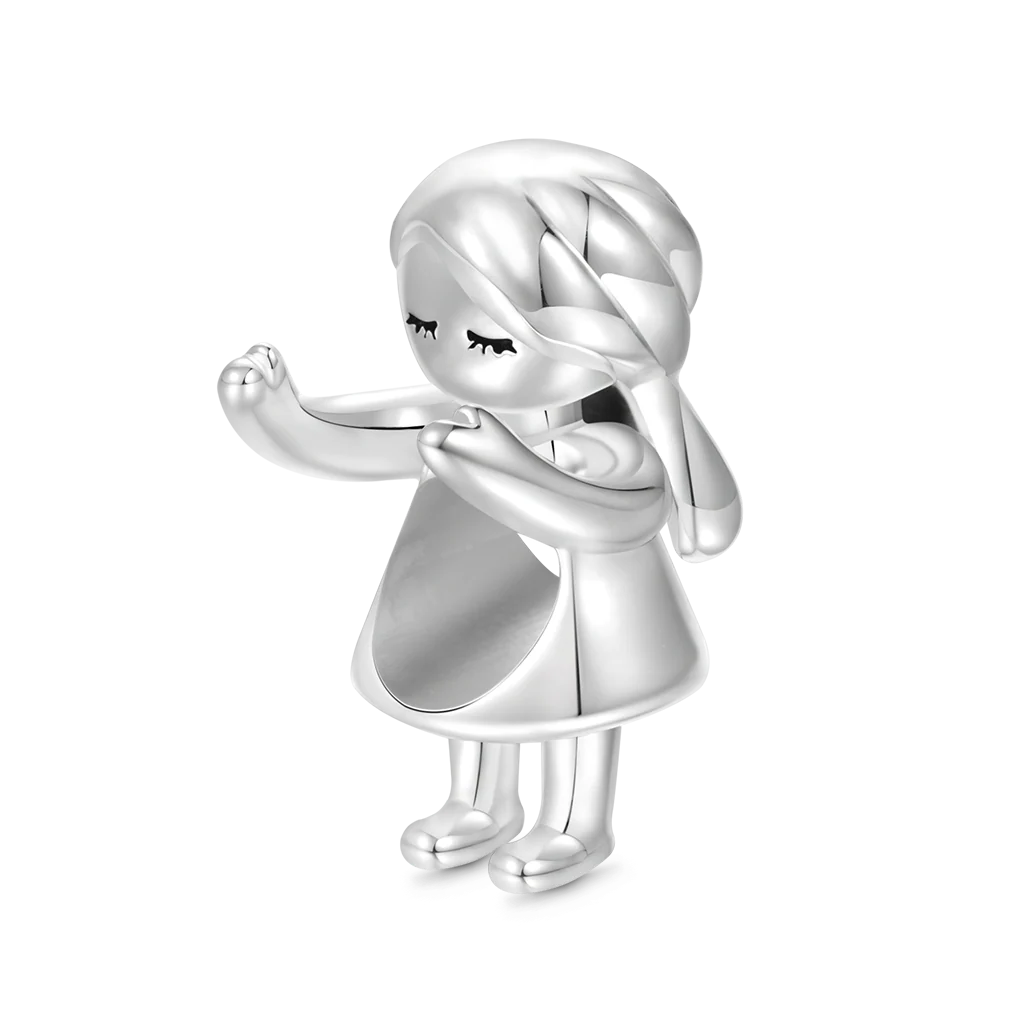 Gnoce Girl Charm Platinum-plated Silver Blend