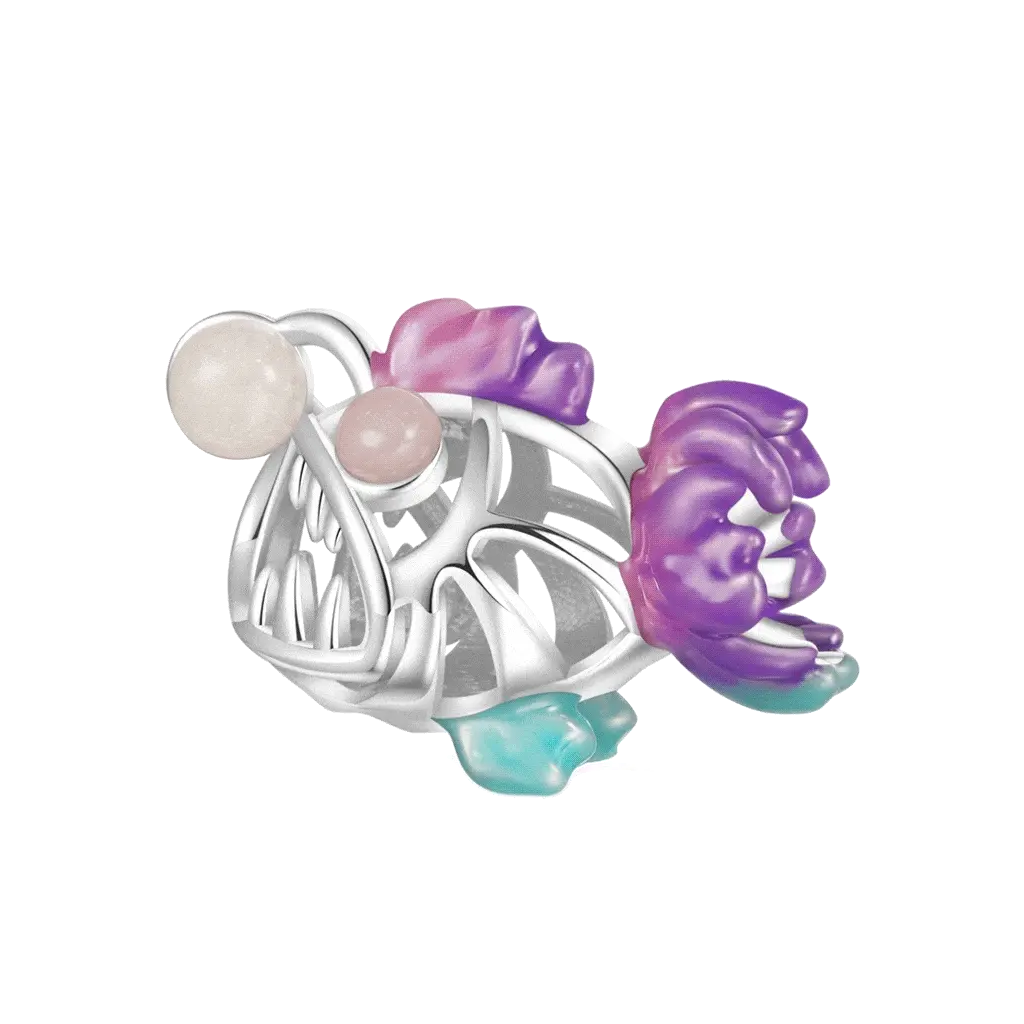 Gnoce Glow-in-the-dark Anglerfish Charm Platinum-plated Silver Blend