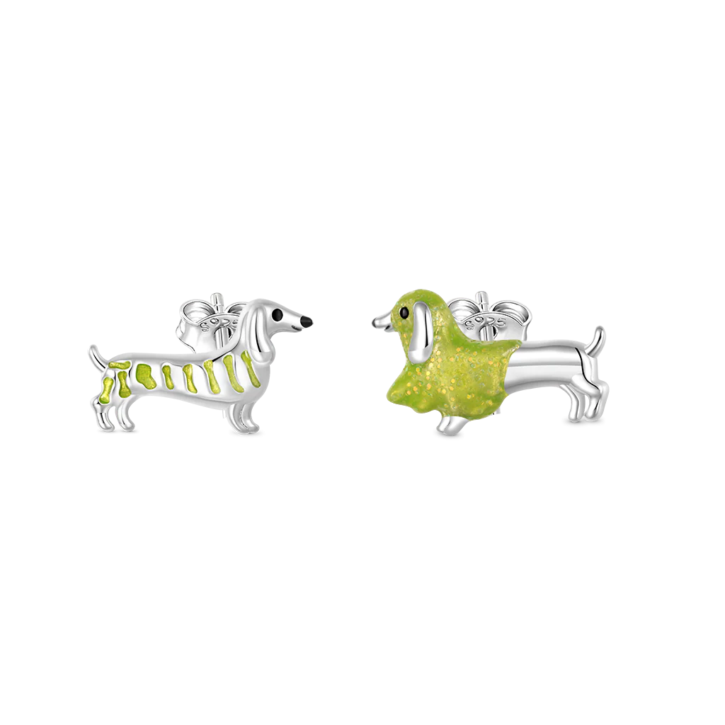 Gnoce Glow-in-the-Dark Dachshund Earrings Platinum-plated Silver Blend - Image 2