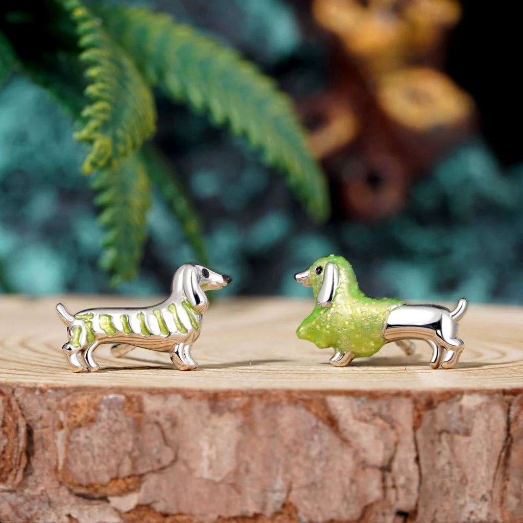 Gnoce Glow-in-the-Dark Dachshund Earrings Platinum-plated Silver Blend - Image 4