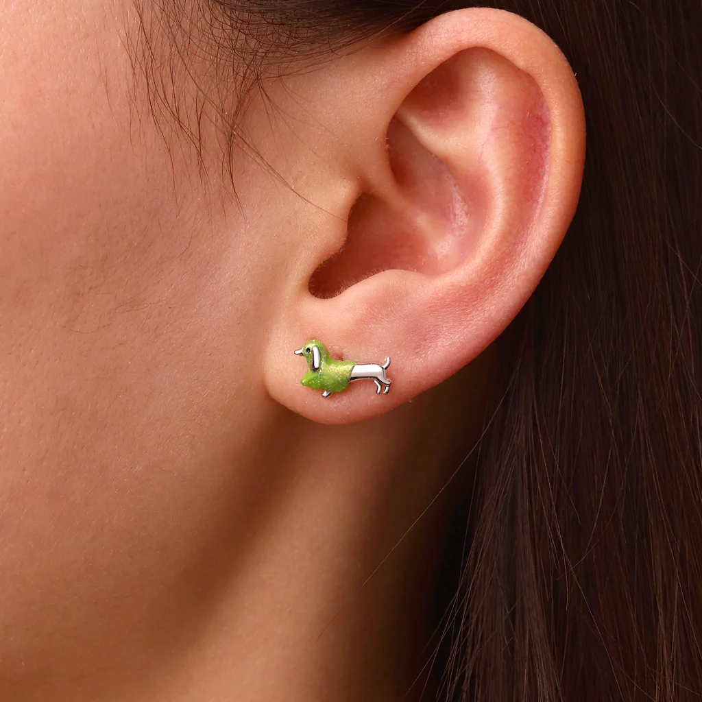 Gnoce Glow-in-the-Dark Dachshund Earrings Platinum-plated Silver Blend - Image 5