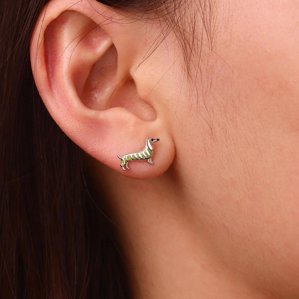 Gnoce Glow-in-the-Dark Dachshund Earrings Platinum-plated Silver Blend - Image 6