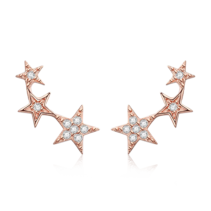 Gnoce 18K Rose Gold Star Stud Earrings