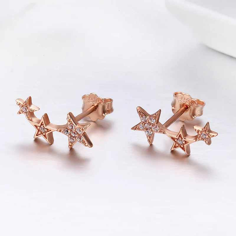 Gnoce 18K Rose Gold Star Stud Earrings - Image 2