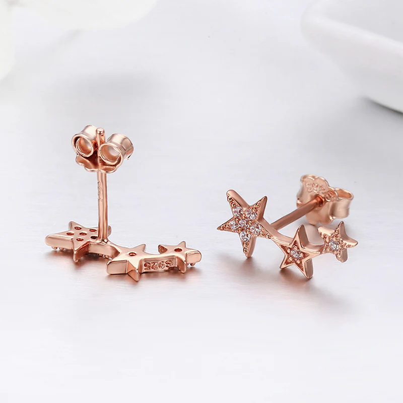 Gnoce 18K Rose Gold Star Stud Earrings - Image 4