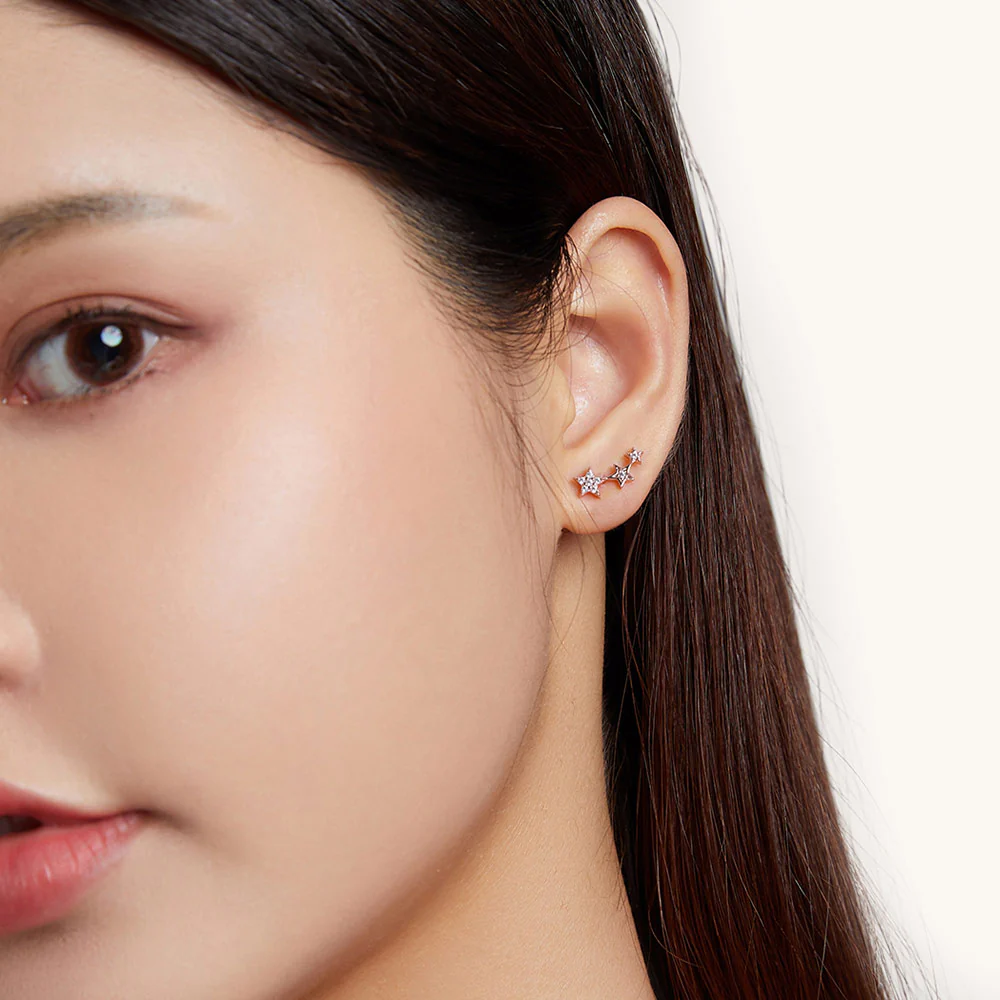 Gnoce 18K Rose Gold Star Stud Earrings - Image 5