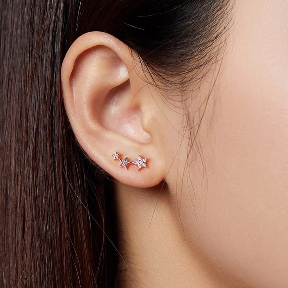 Gnoce 18K Rose Gold Star Stud Earrings - Image 6
