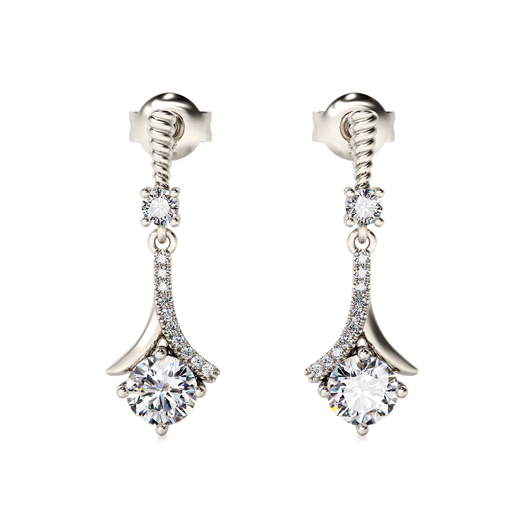 Gnoce 1920s Flapper Earrings Platinum-plated Silver Blend
