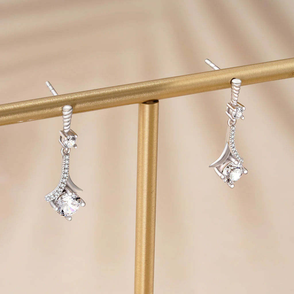 Gnoce 1920s Flapper Earrings Platinum-plated Silver Blend - Image 4