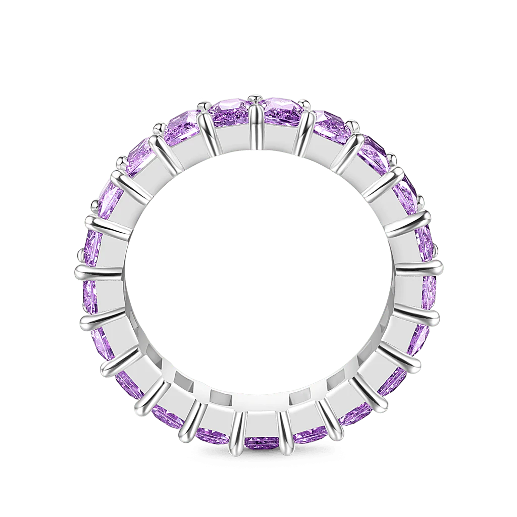 Gnoce Amethyst Baguette Cut Ring Platinum-plated Silver Blend - Image 3
