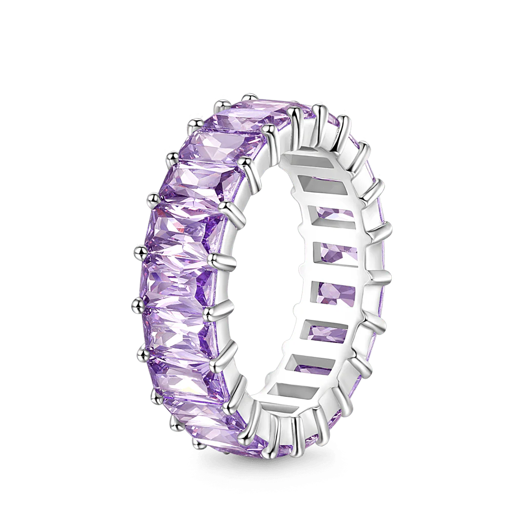 Gnoce Amethyst Baguette Cut Ring Platinum-plated Silver Blend - Image 4