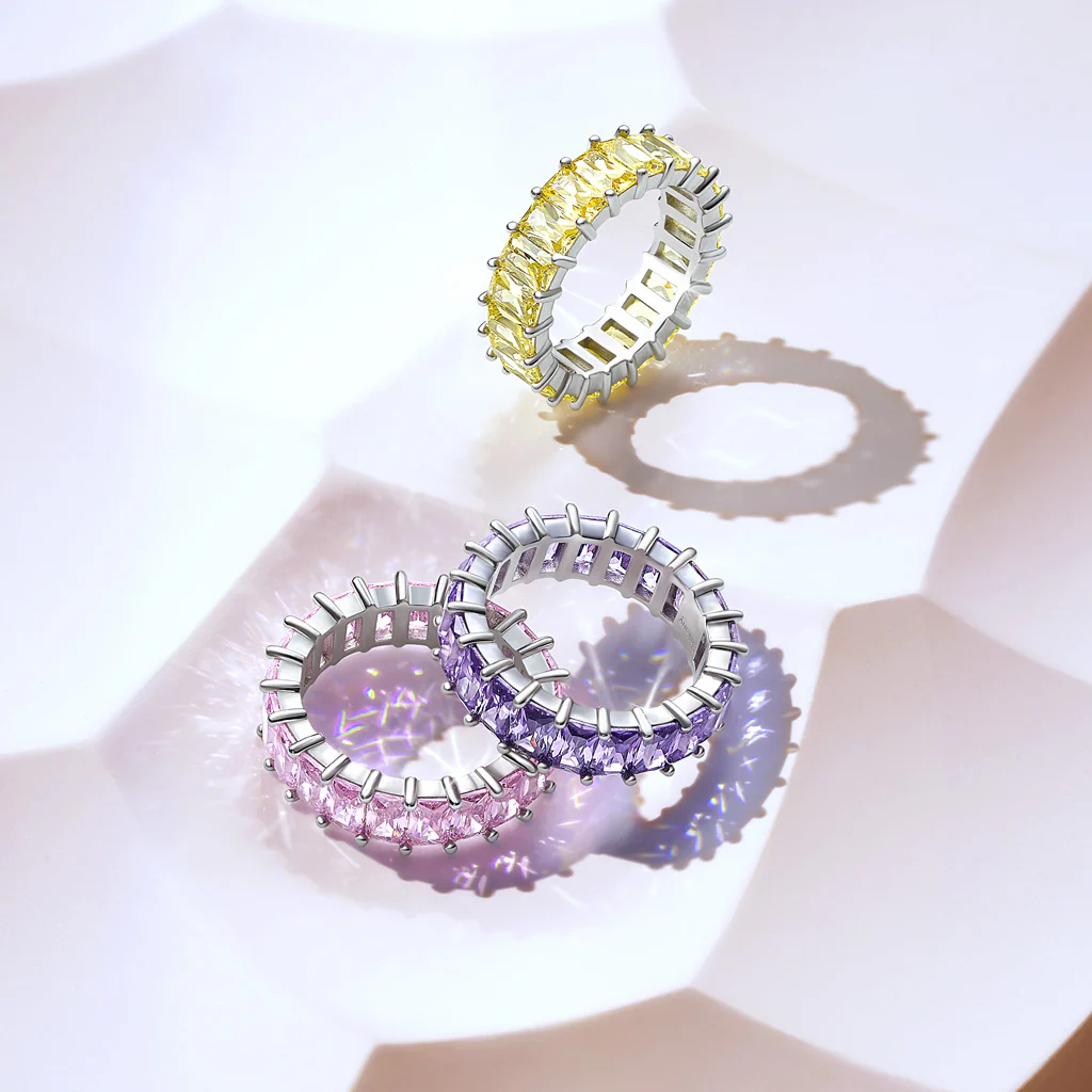 Gnoce Amethyst Baguette Cut Ring Platinum-plated Silver Blend - Image 5