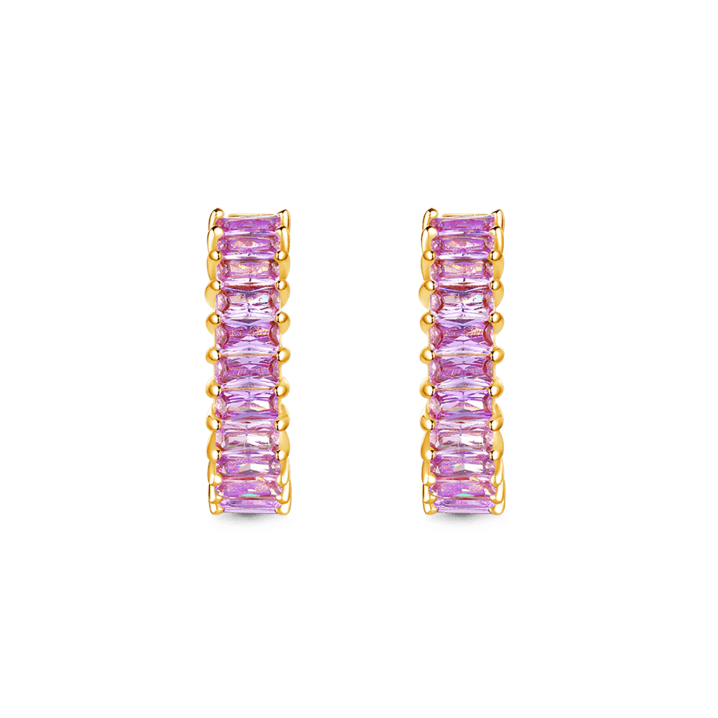 Gnoce Amethyst Baguette Cut Earrings Platinum-plated Silver Blend - Image 2