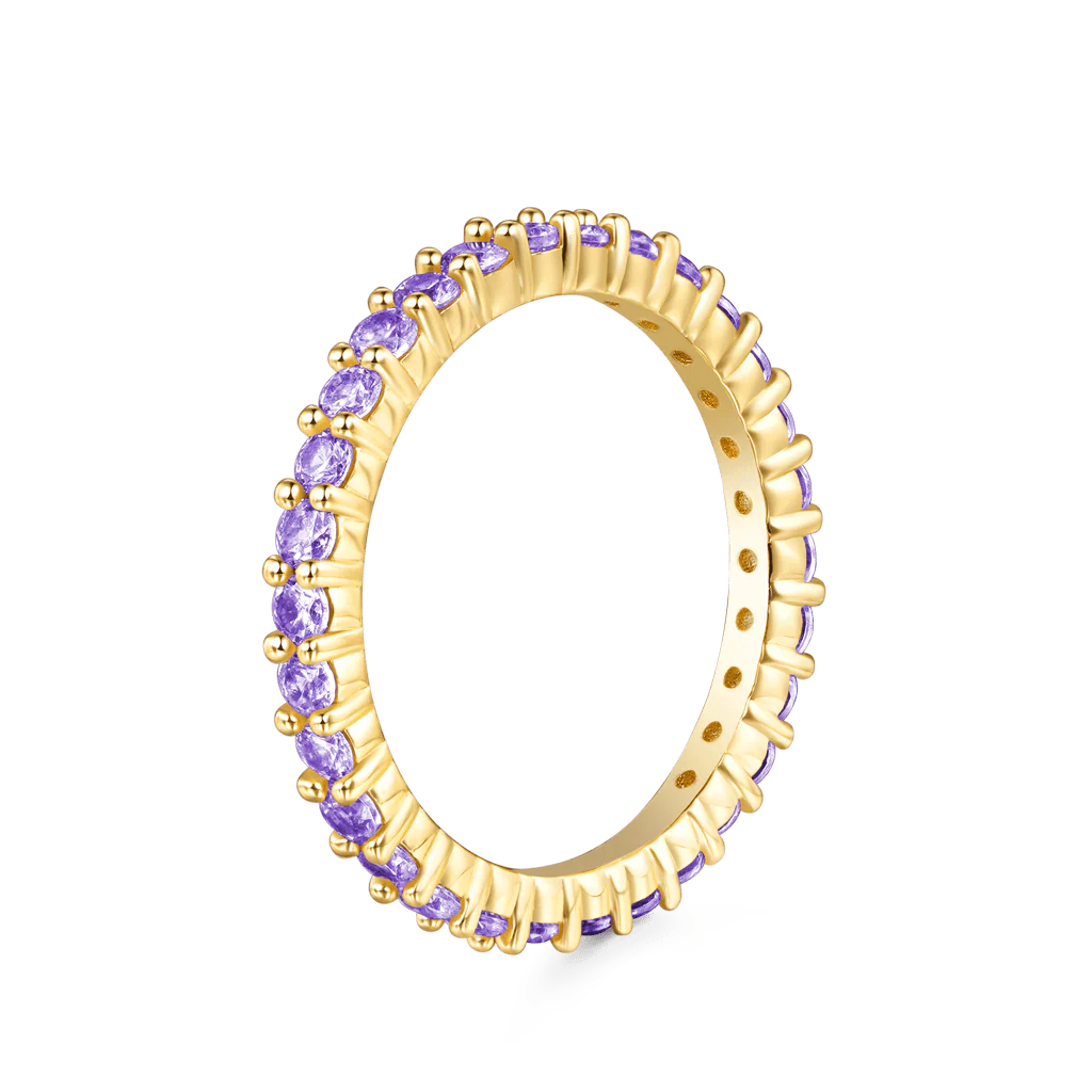 Gnoce Amethyst Round-cut Statement Ring Platinum-plated Silver Blend - Image 3