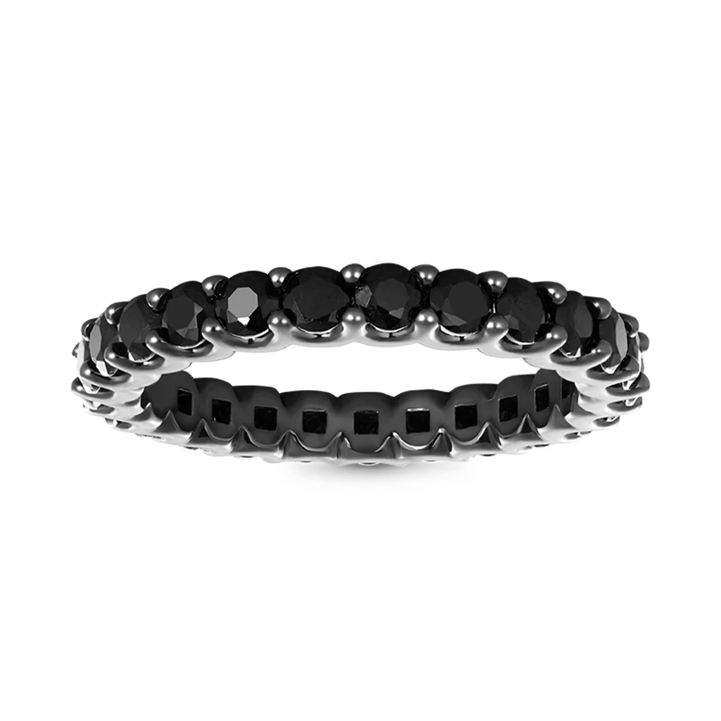 Gnoce Black Onyx Round-cut Ring Platinum-plated Silver Blend