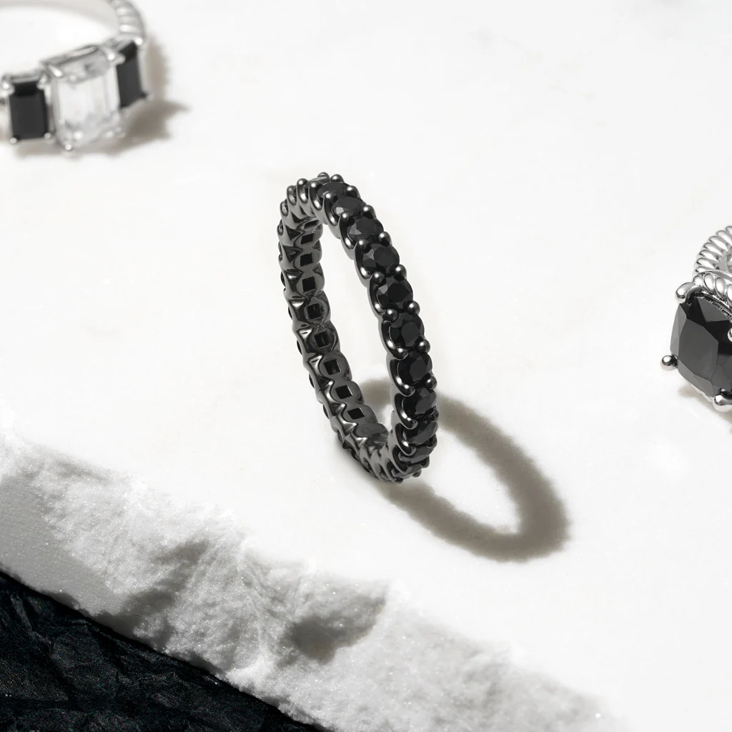 Gnoce Black Onyx Round-cut Ring Platinum-plated Silver Blend - Image 4