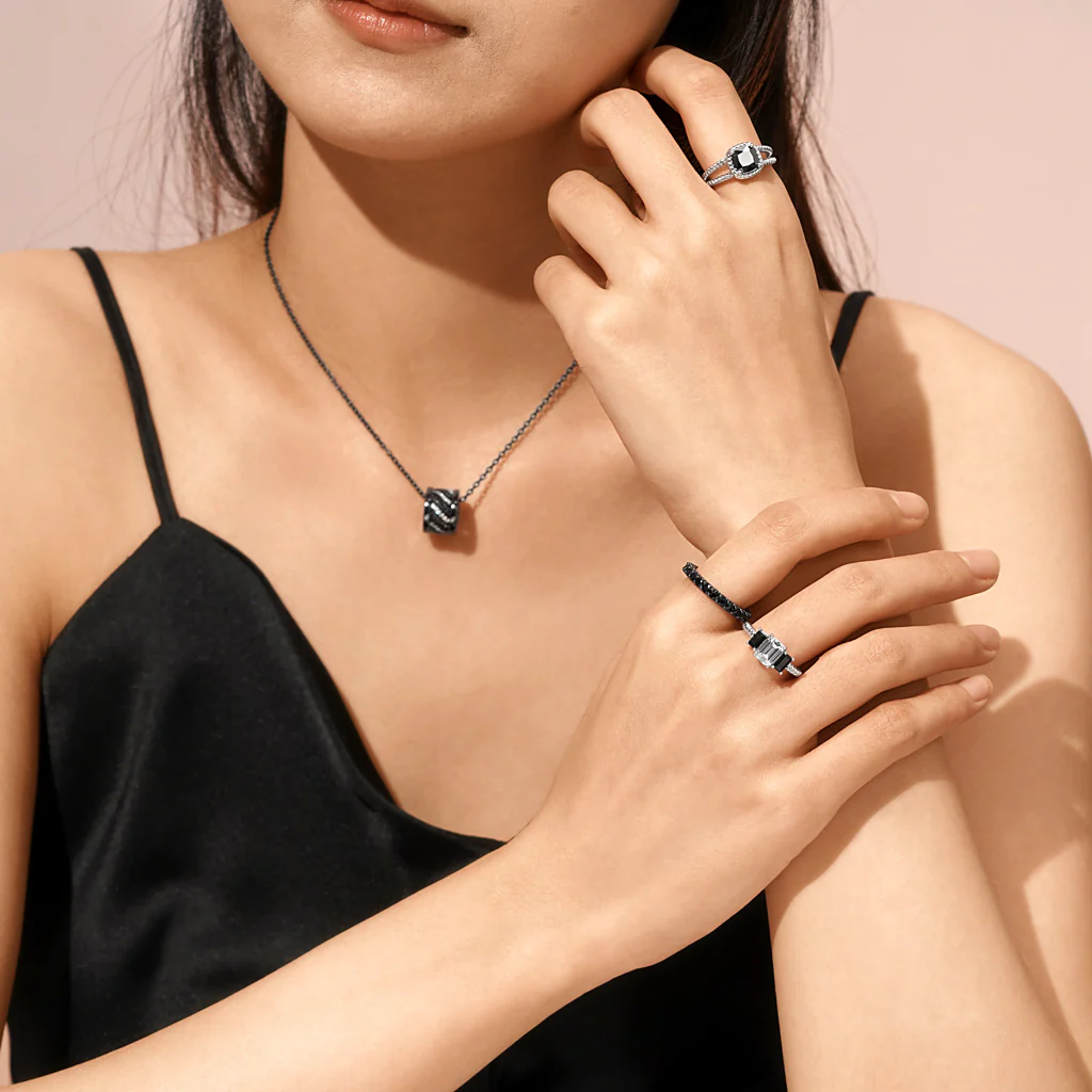 Gnoce Black Onyx Round-cut Ring Platinum-plated Silver Blend - Image 5