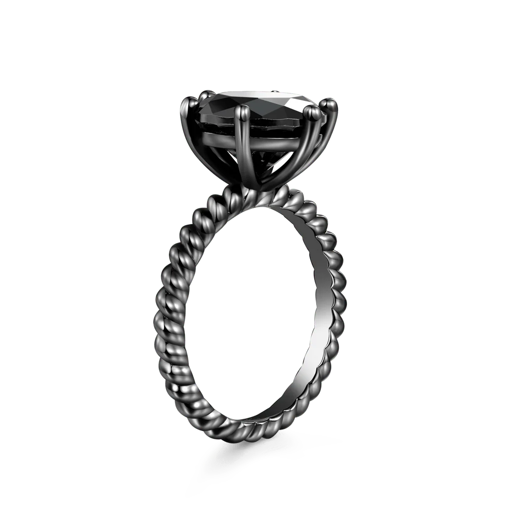 Gnoce Solitaire Twisted Rope Statement Ring Platinum-plated Silver Blend - Image 2