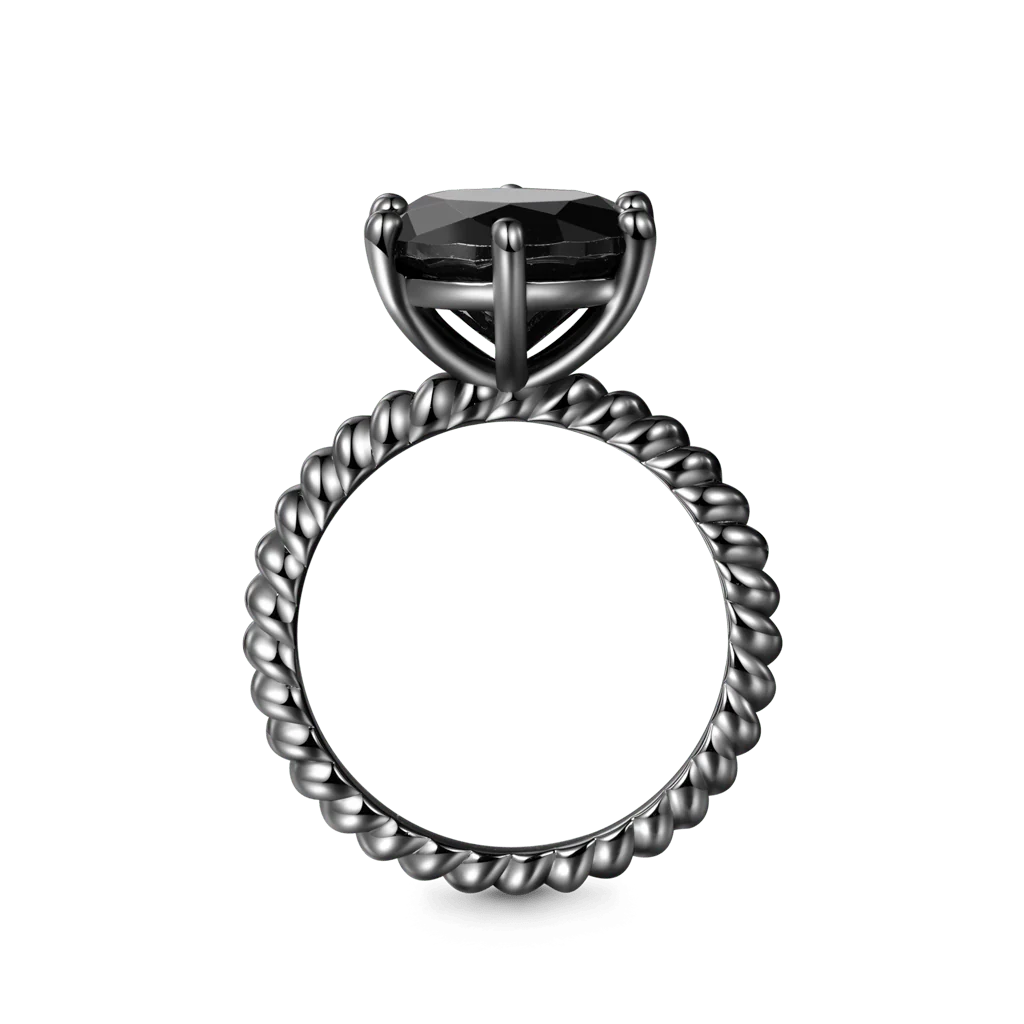 Gnoce Solitaire Twisted Rope Statement Ring Platinum-plated Silver Blend - Image 3