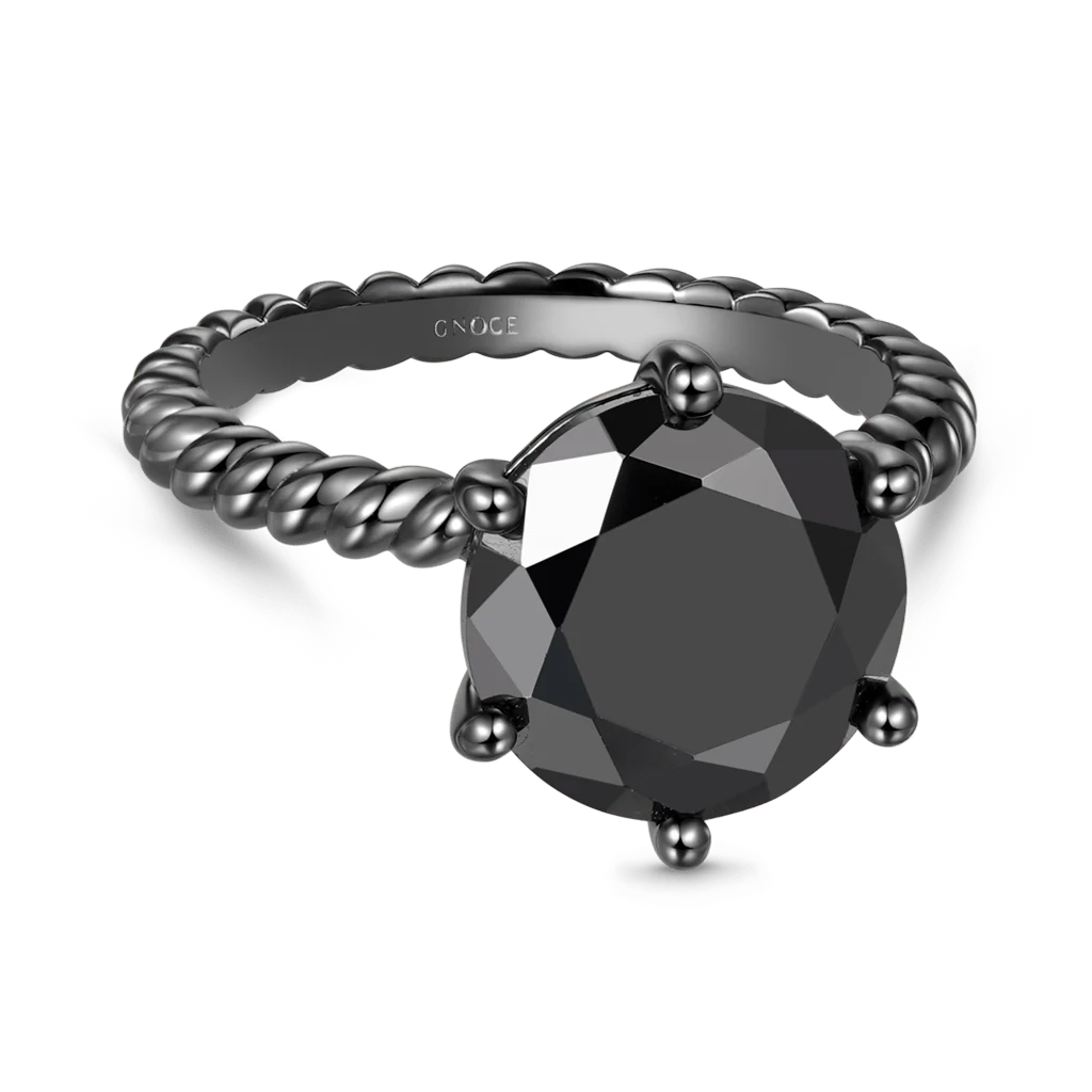 Gnoce Solitaire Twisted Rope Statement Ring Platinum-plated Silver Blend - Image 4
