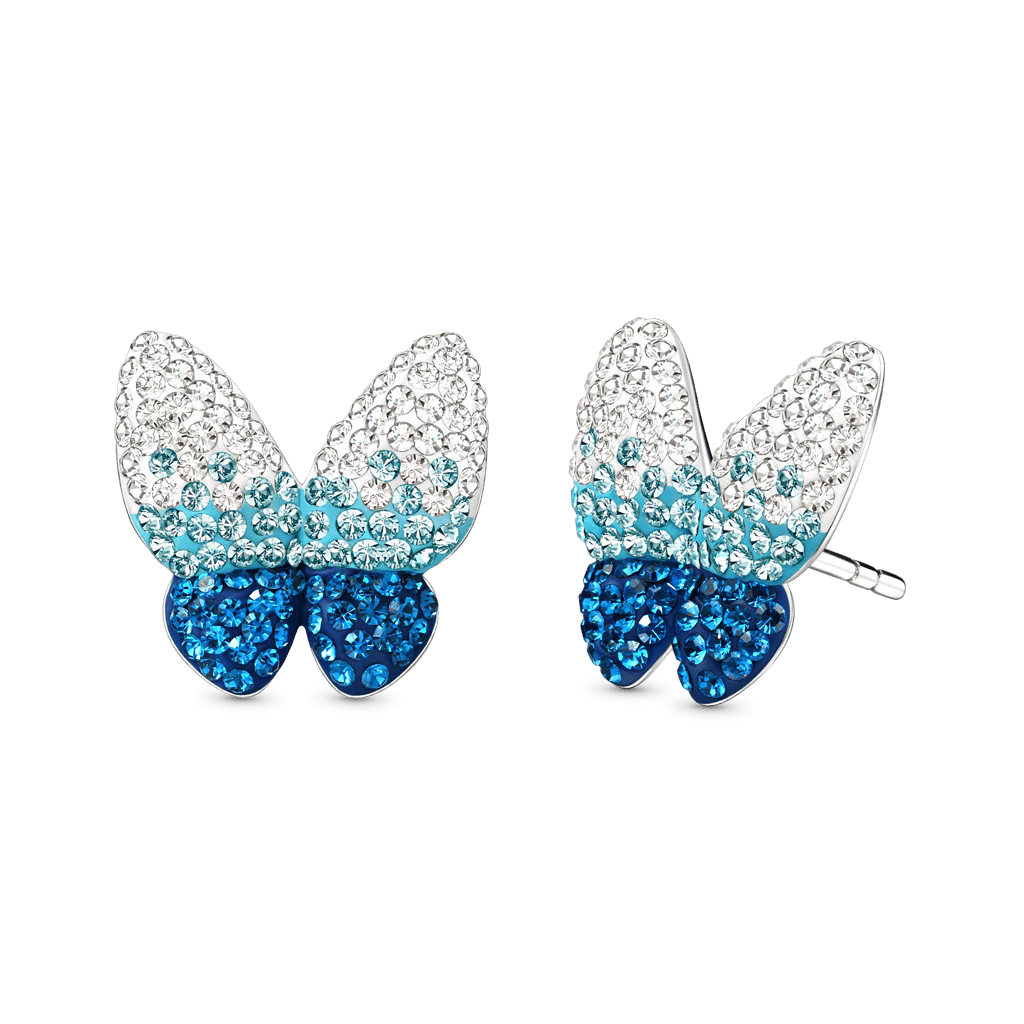 Gnoce Blue Gradient Butterfly Earrings Platinum-plated Silver Blend - Image 3