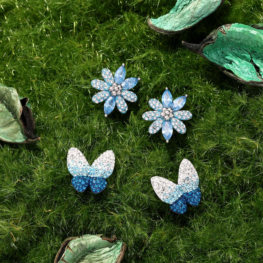 Gnoce Blue Gradient Butterfly Earrings Platinum-plated Silver Blend - Image 4