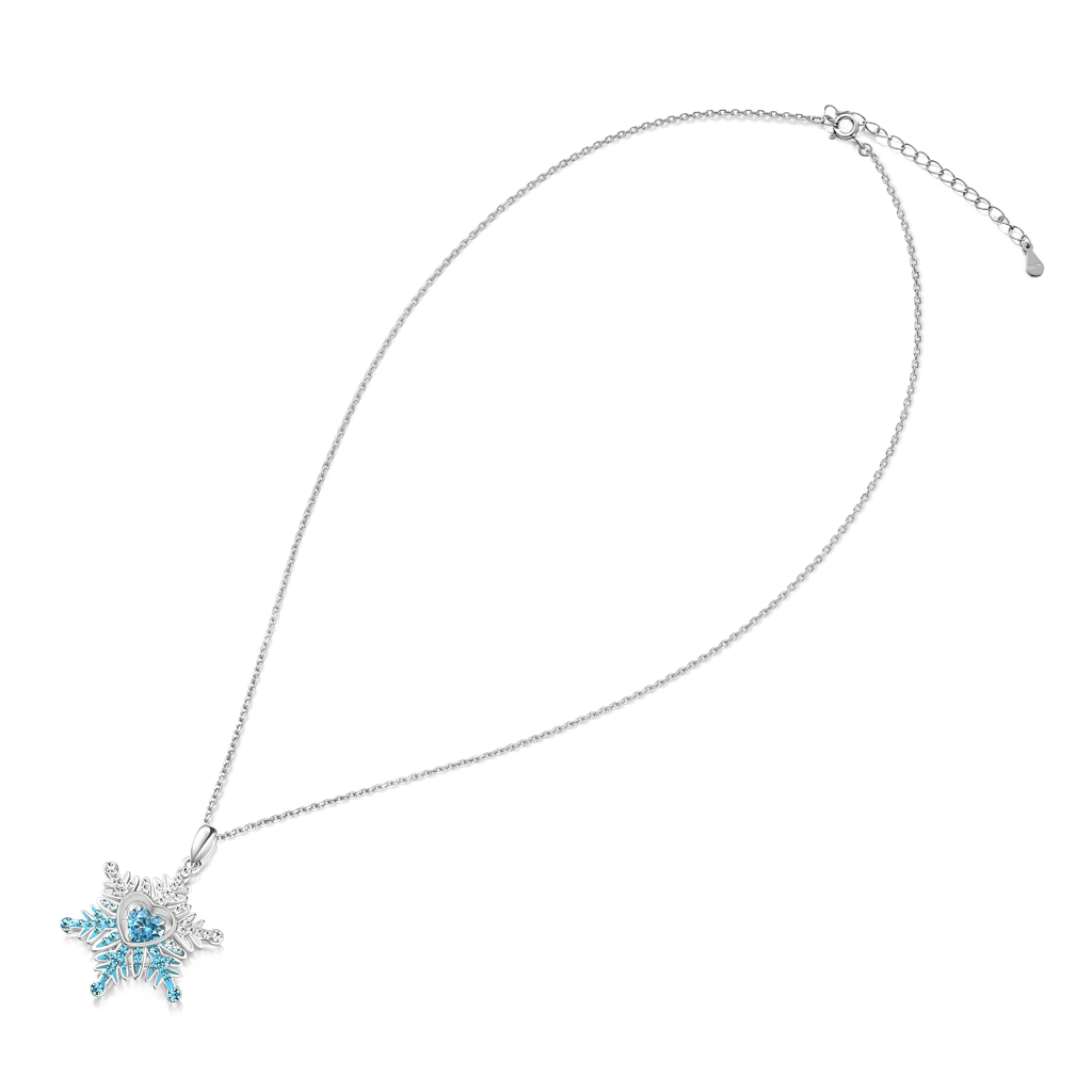 Gnoce Blue Snowflake Necklace Platinum-plated Silver Blend - Image 5