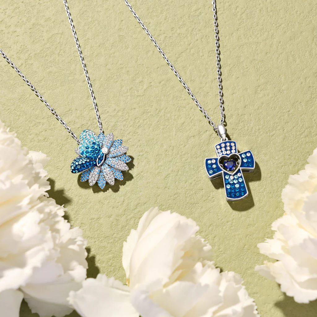 Gnoce Butterfly Daisy Necklace Platinum-plated Silver Blend - Image 5