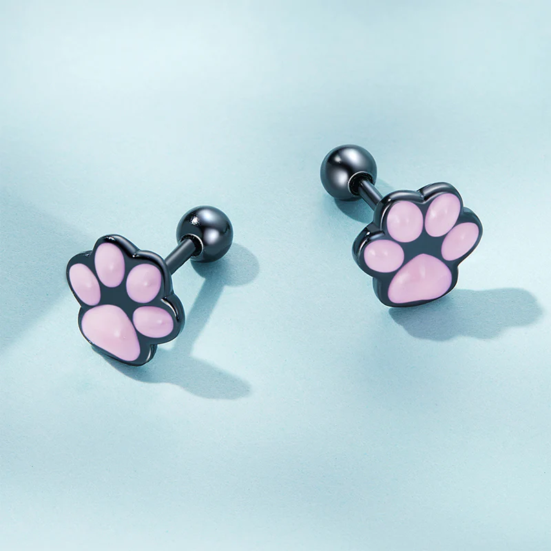 Gnoce Cute Cat Paw Stud Earrings - Image 2