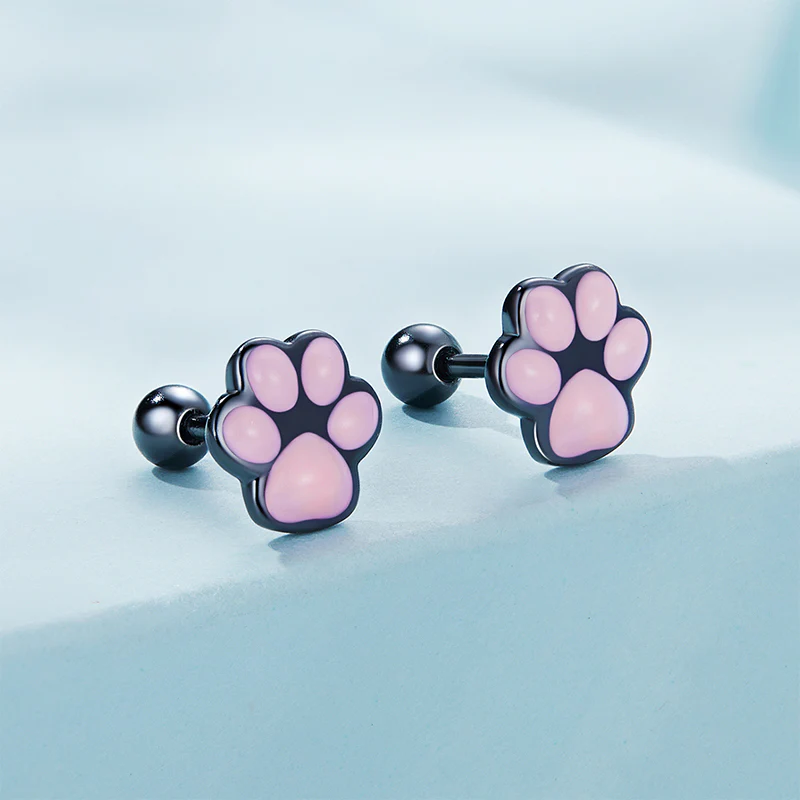 Gnoce Cute Cat Paw Stud Earrings - Image 3
