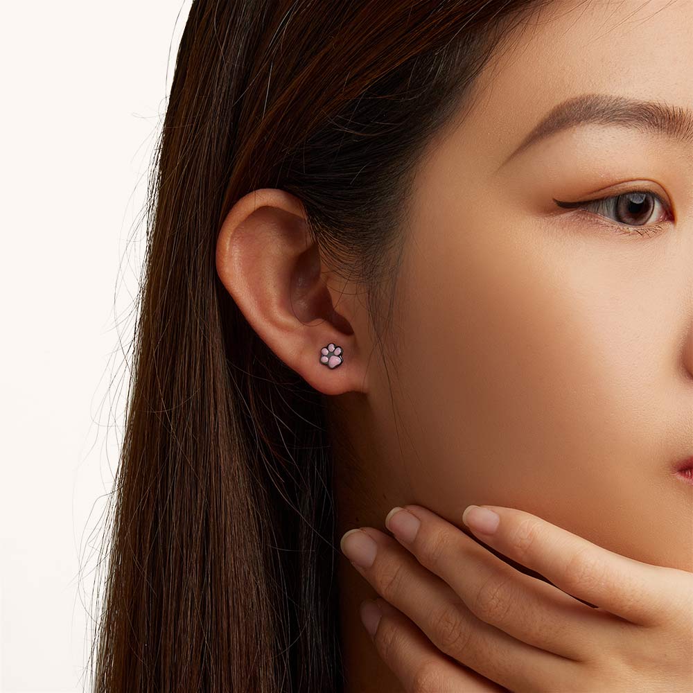 Gnoce Cute Cat Paw Stud Earrings - Image 4
