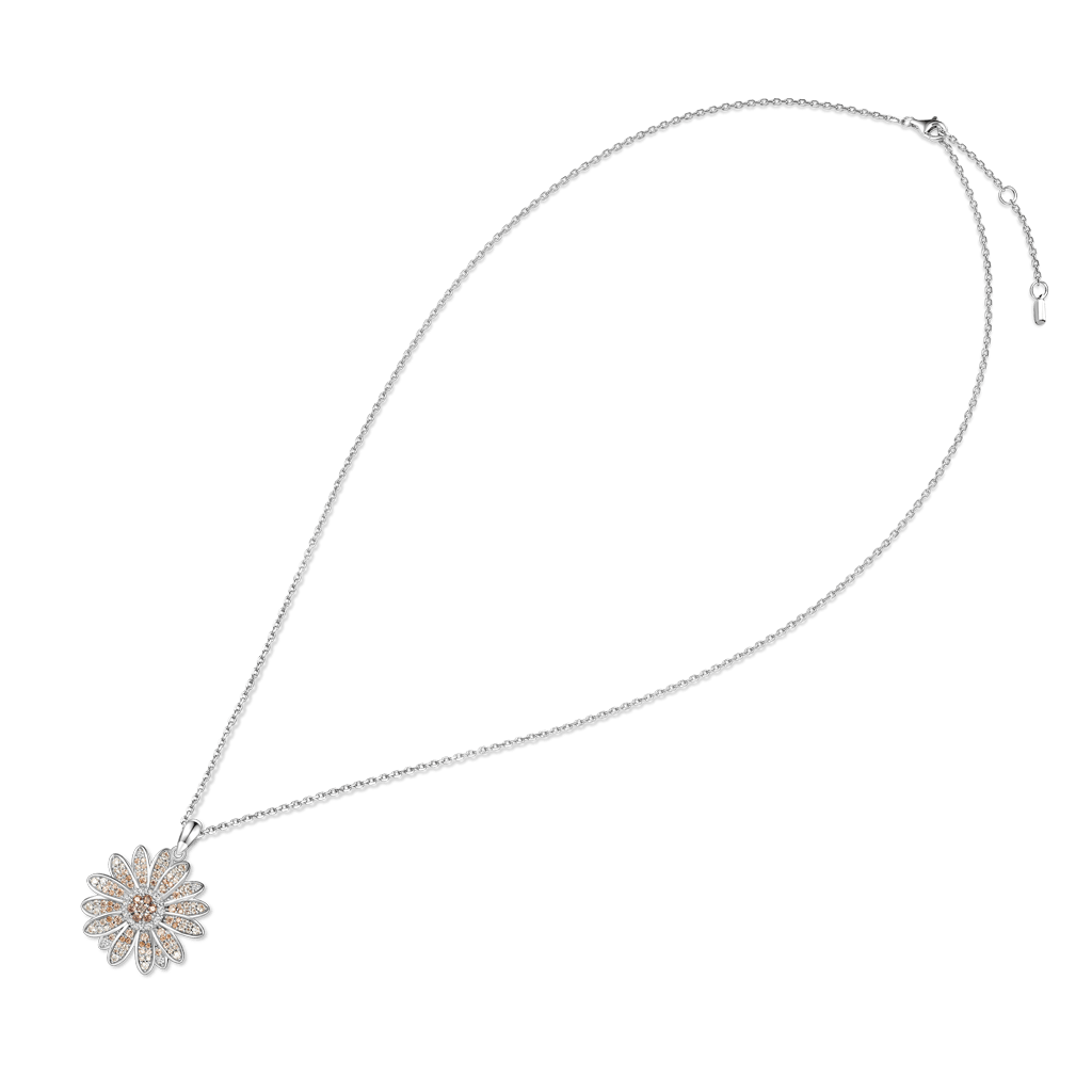 Gnoce Daisy Flower Pavé Necklace Platinum-plated Silver Blend - Image 3