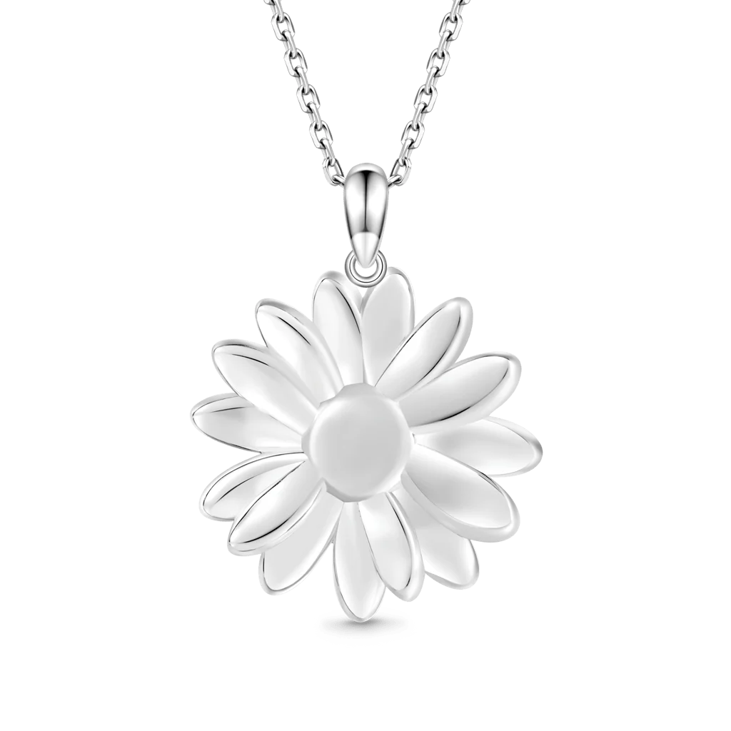 Gnoce Daisy Flower Pavé Necklace Platinum-plated Silver Blend - Image 4