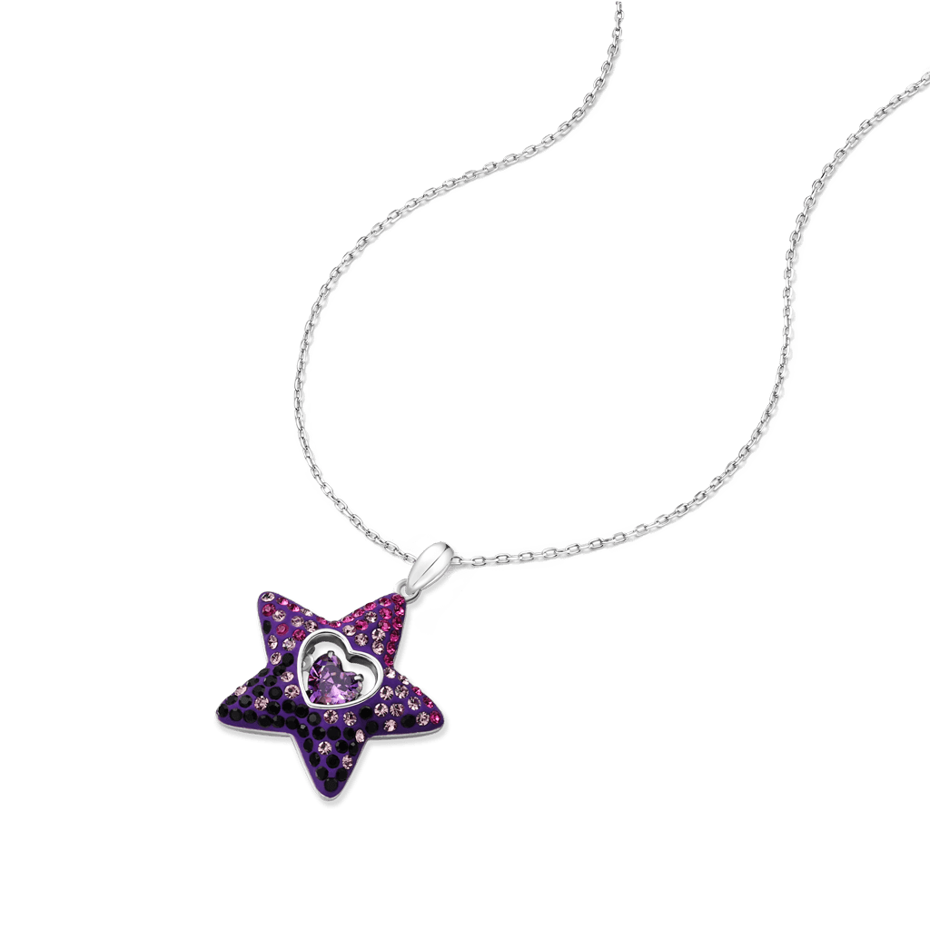 Gnoce Dancing Heart Amethyst Star Necklace Platinum-plated Silver Blend - Image 2