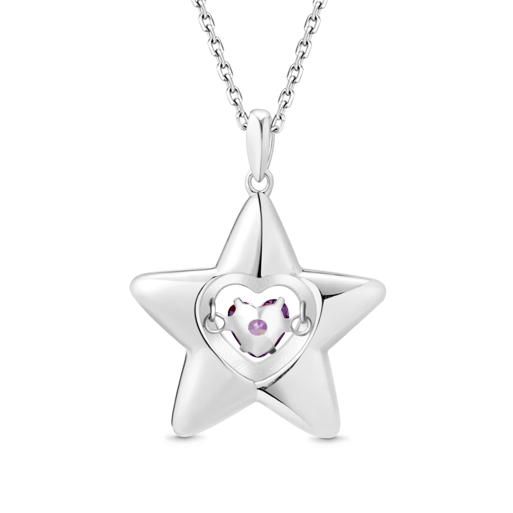 Gnoce Dancing Heart Amethyst Star Necklace Platinum-plated Silver Blend - Image 3