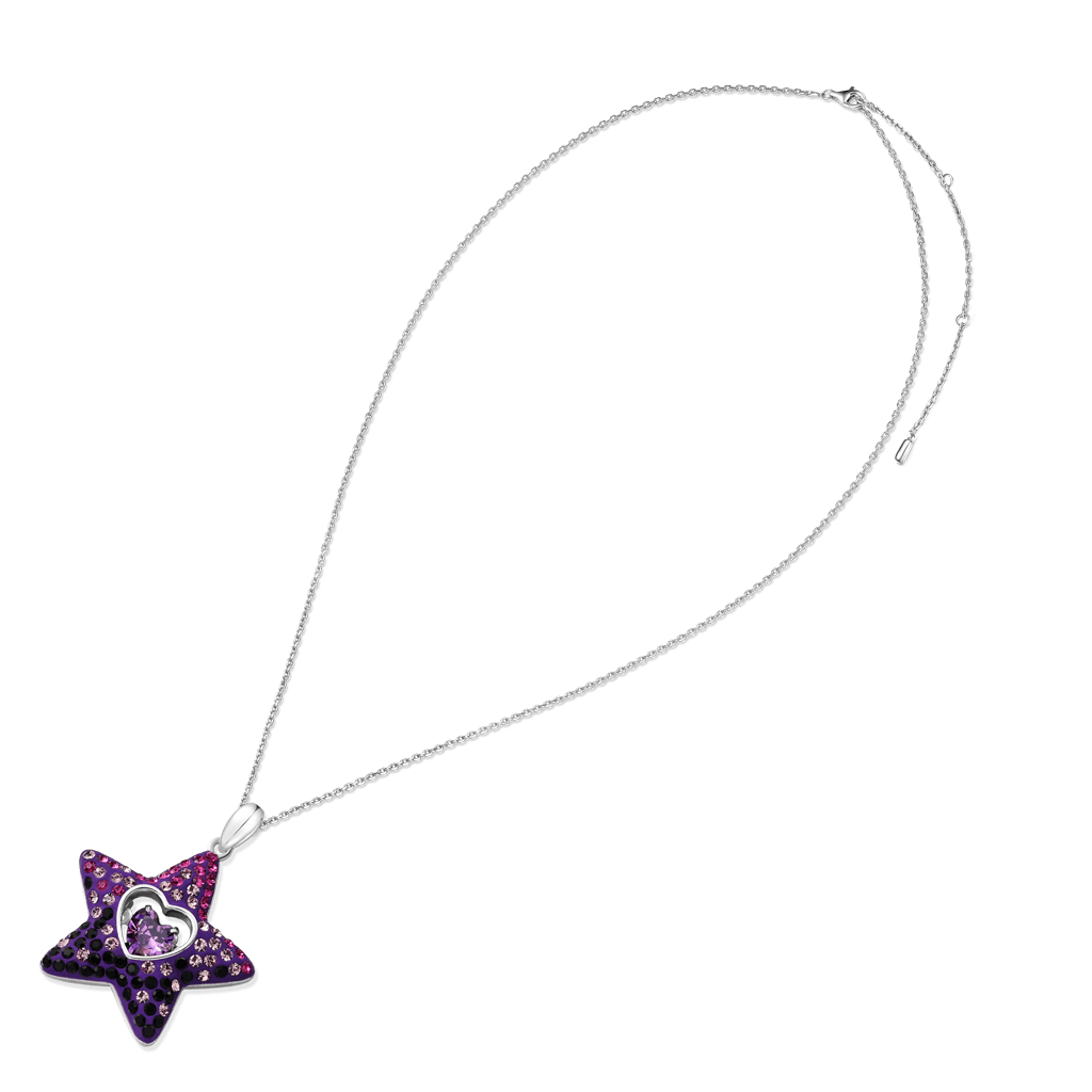 Gnoce Dancing Heart Amethyst Star Necklace Platinum-plated Silver Blend - Image 4