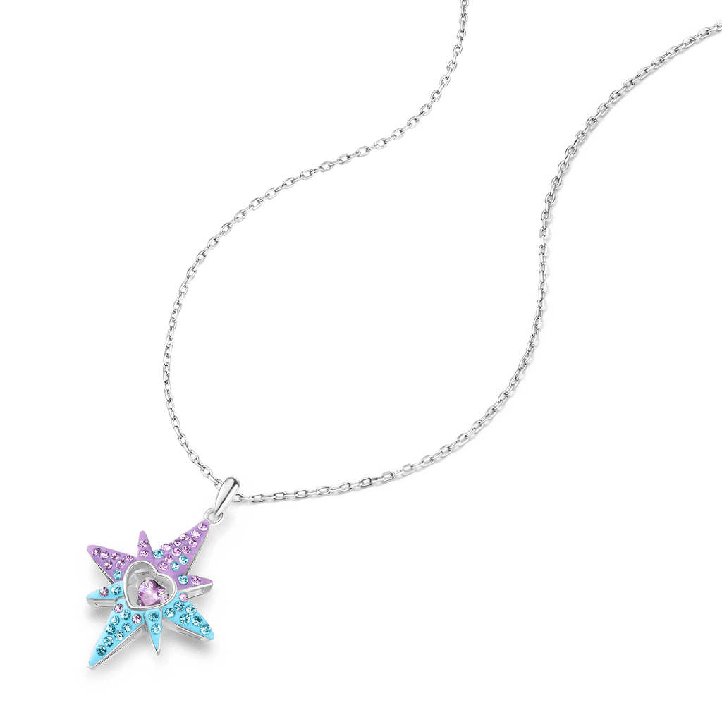 Gnoce Dancing Heart Eight-Pointed Star Necklace Platinum-plated Silver Blend - Image 2