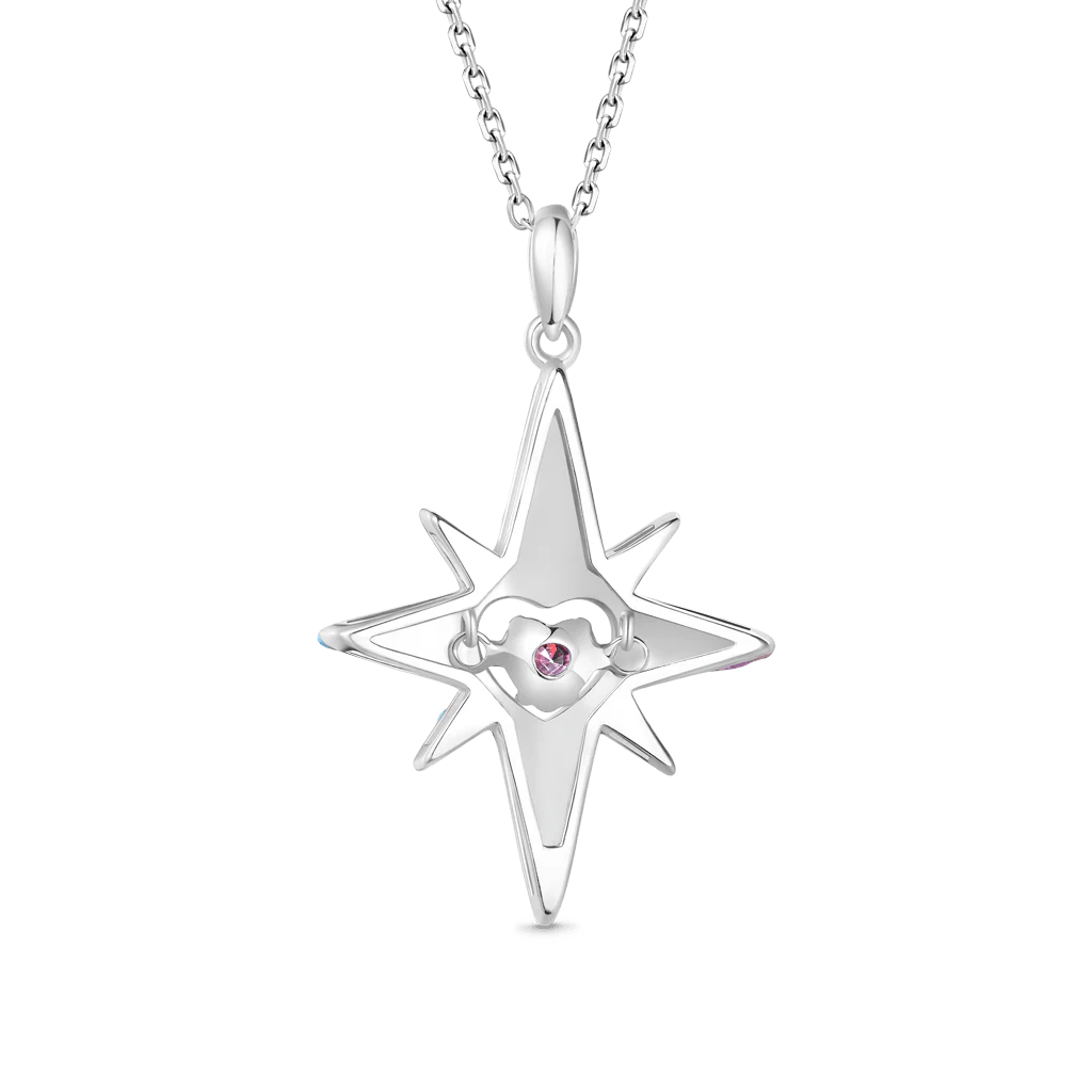 Gnoce Dancing Heart Eight-Pointed Star Necklace Platinum-plated Silver Blend - Image 4