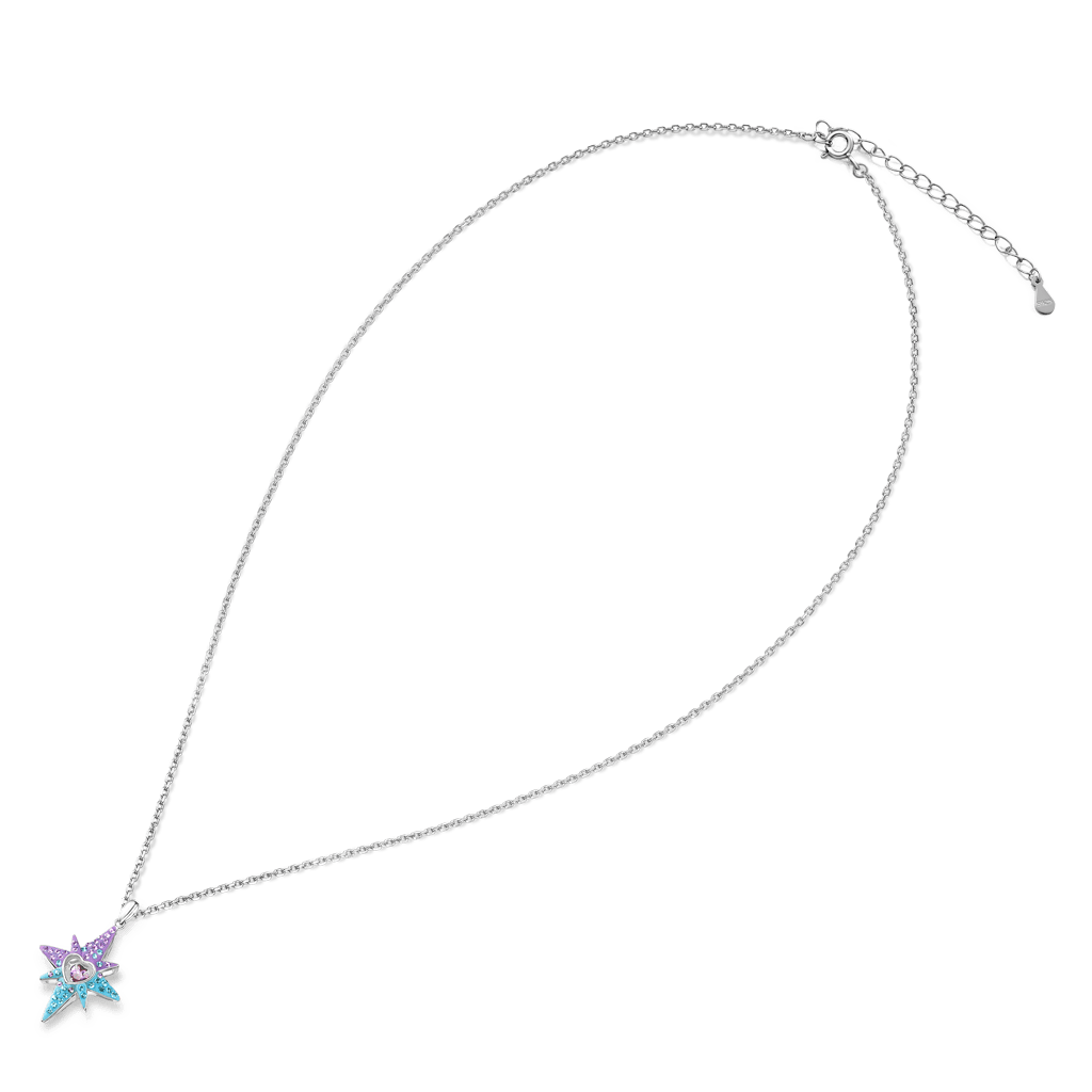 Gnoce Dancing Heart Eight-Pointed Star Necklace Platinum-plated Silver Blend - Image 5