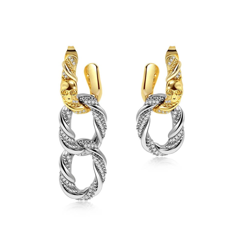 Gnoce Drop Removable Twisted Rope Skull Earrings
