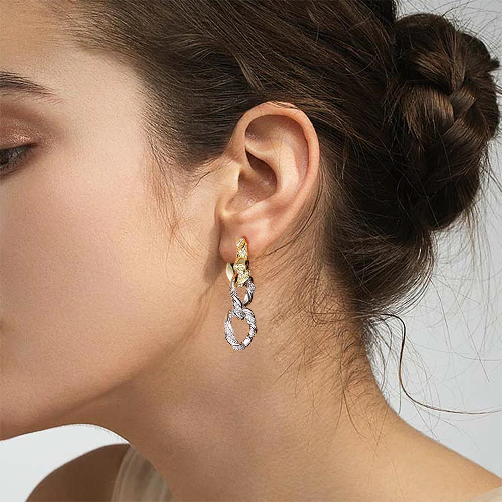 Gnoce Drop Removable Twisted Rope Skull Earrings - Image 2