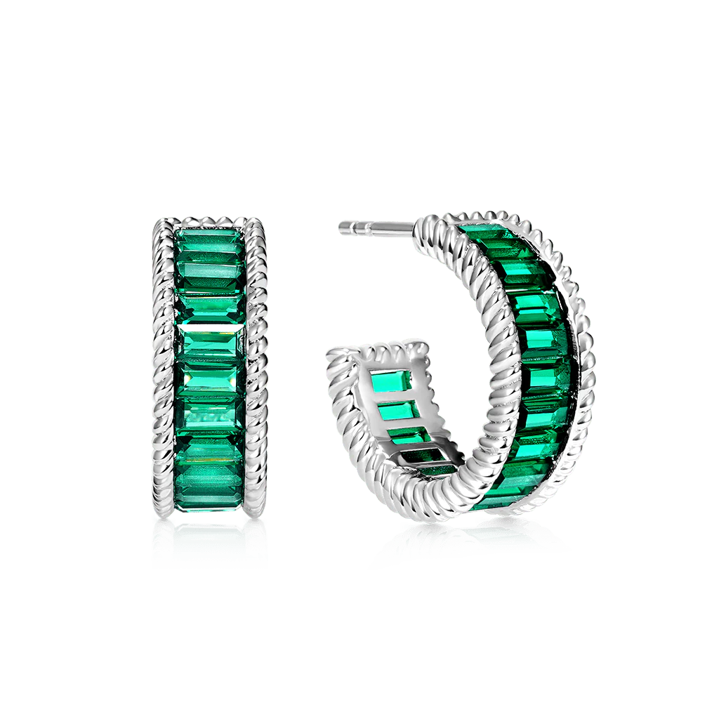 Gnoce Twisted Rope C Hoop Earrings Platinum-plated Silver Blend