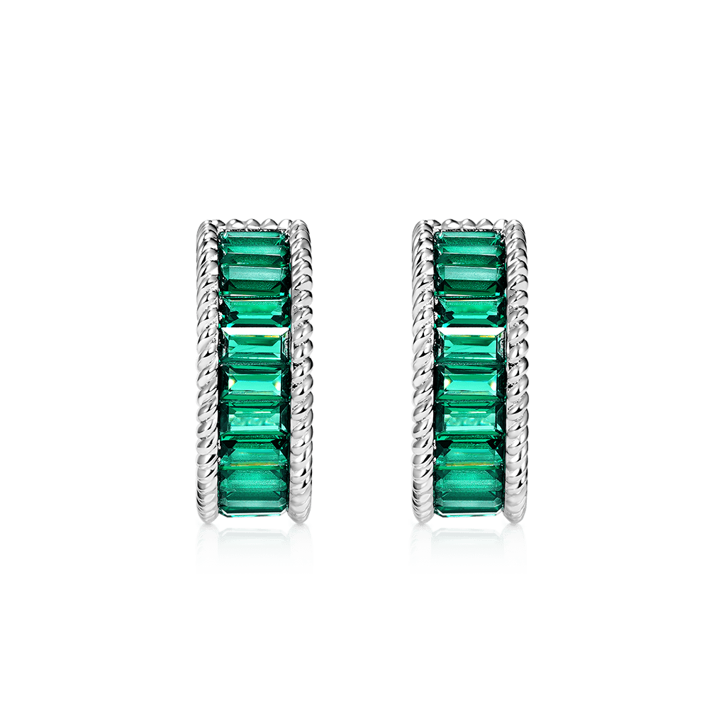 Gnoce Twisted Rope C Hoop Earrings Platinum-plated Silver Blend - Image 2