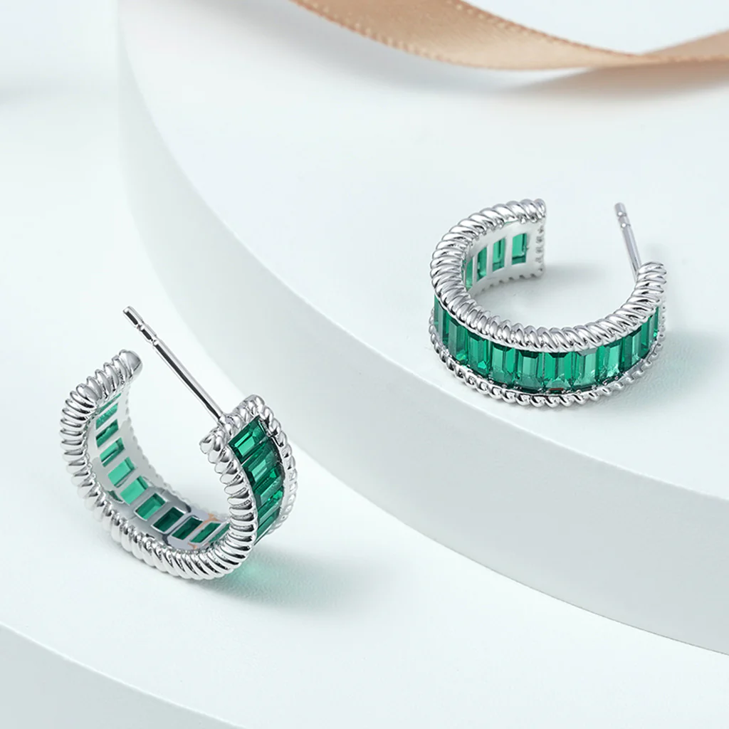 Gnoce Twisted Rope C Hoop Earrings Platinum-plated Silver Blend - Image 3