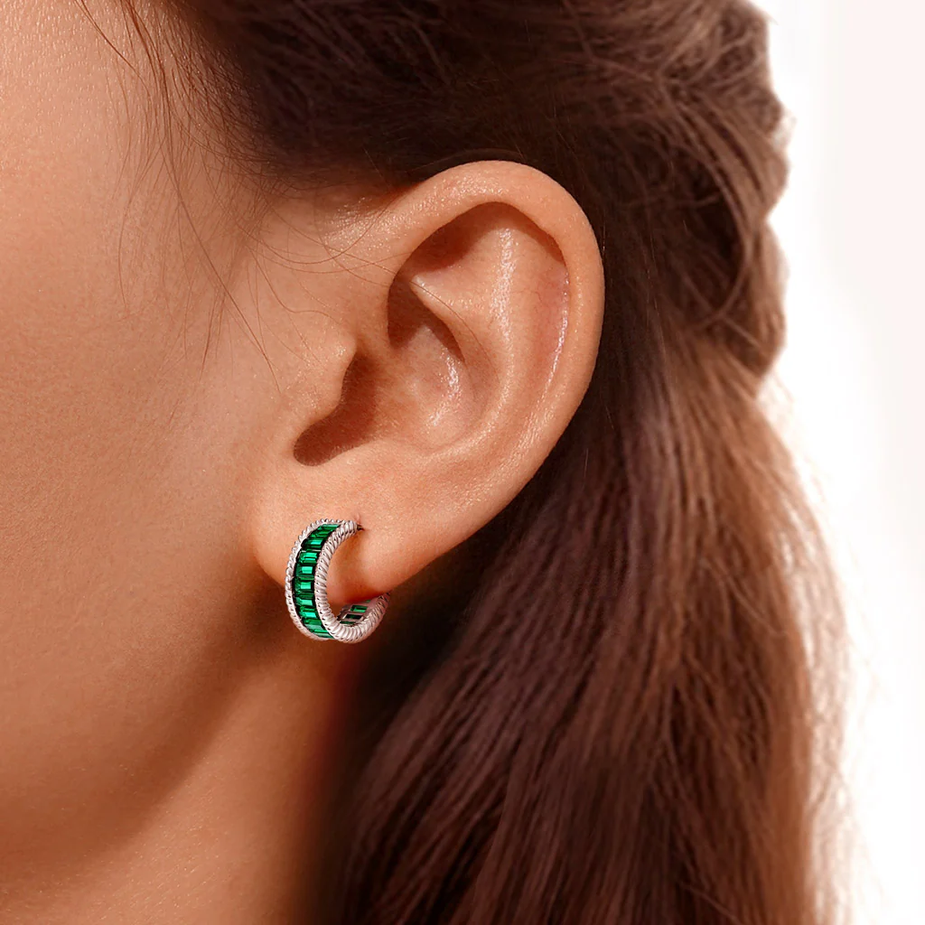 Gnoce Twisted Rope C Hoop Earrings Platinum-plated Silver Blend - Image 5