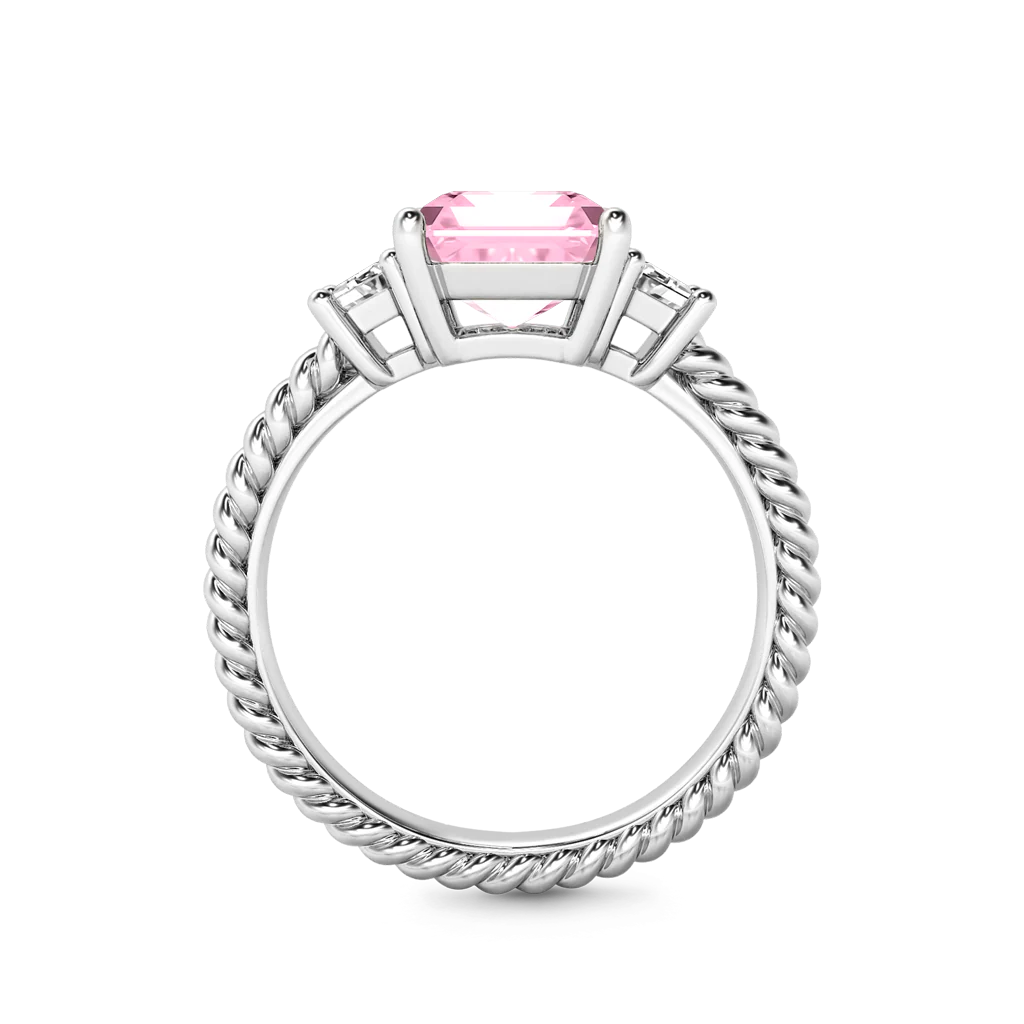 Gnoce Emerald-cut Three Stone Birthstone Engagement Ring - Image 4
